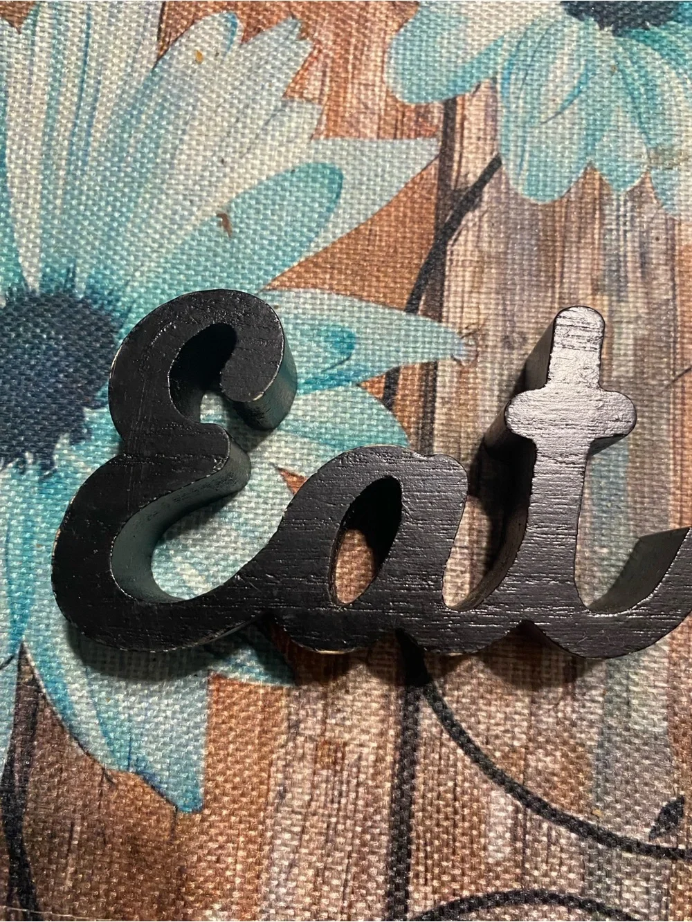 Black Wooden 'Eat' Decor